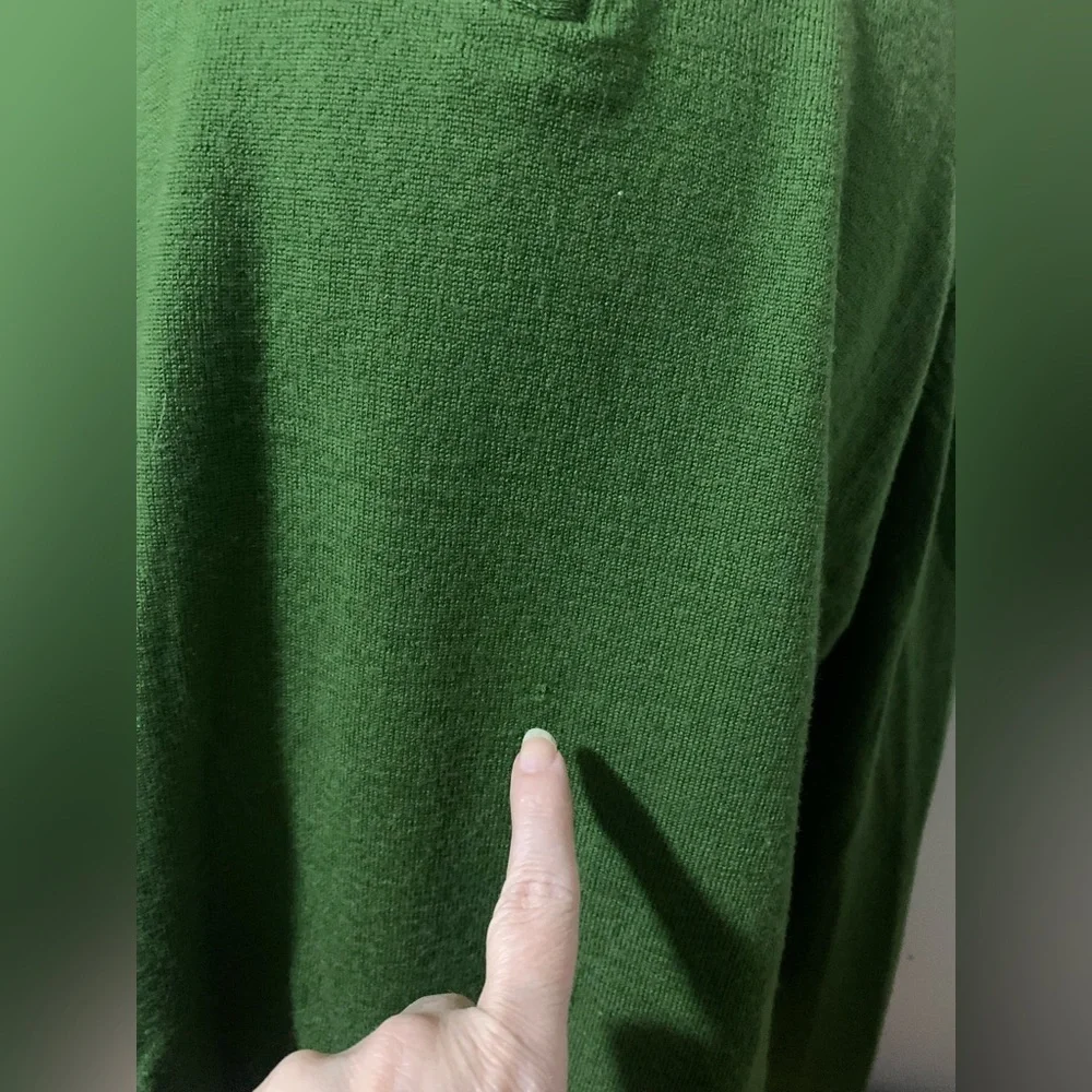 BANANA REPUBLIC Mens Pure Merino Wool Quarter Zip Pullover Sweater Green M